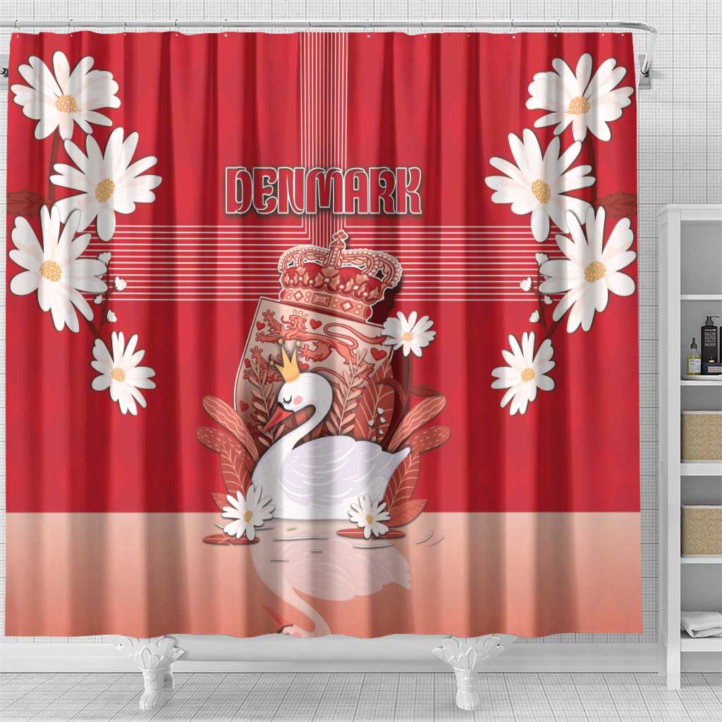 Denmark Shower Curtain Mute Swan With Symbol - Wonder Print Shop