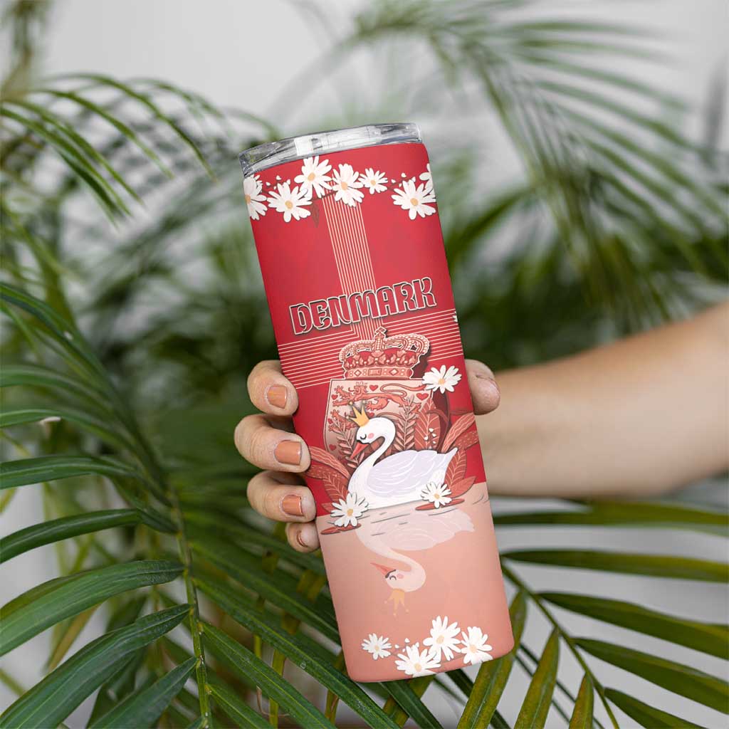 Personalized Denmark Skinny Tumbler Mute Swan With Symbol - Wonder Print Shop