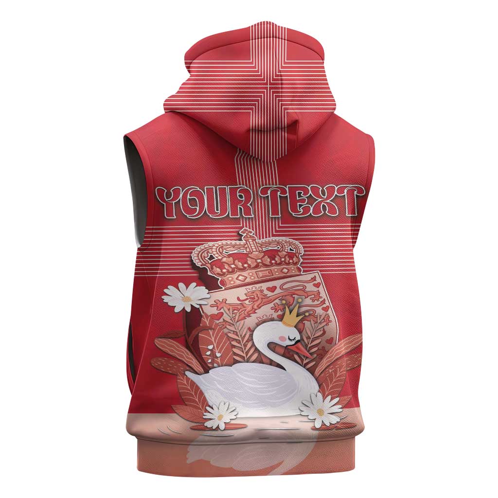 Personalized Denmark Sleeveless Hoodie Mute Swan With Symbol - Wonder Print Shop