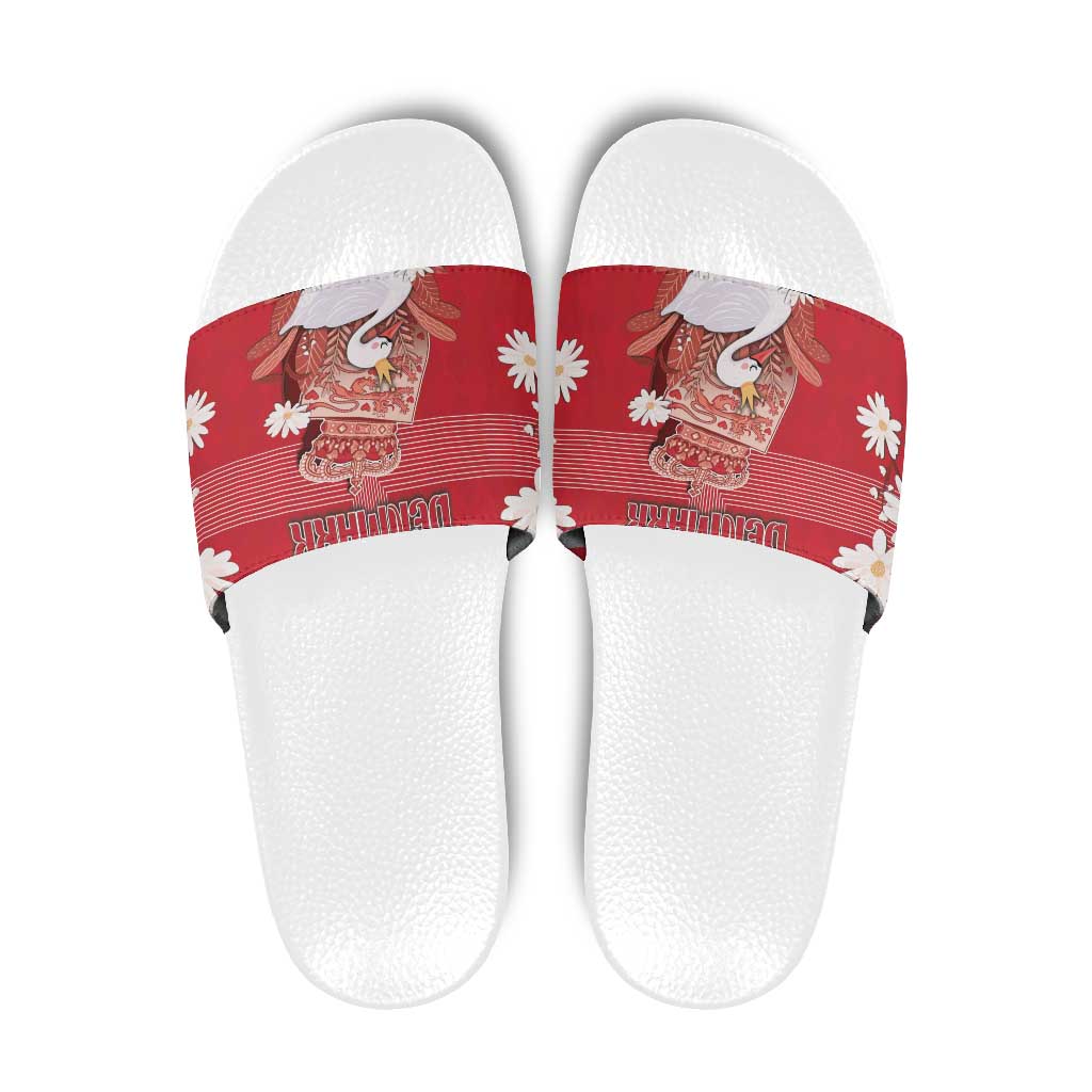 Denmark Slide Sandals Mute Swan With Symbol - Wonder Print Shop