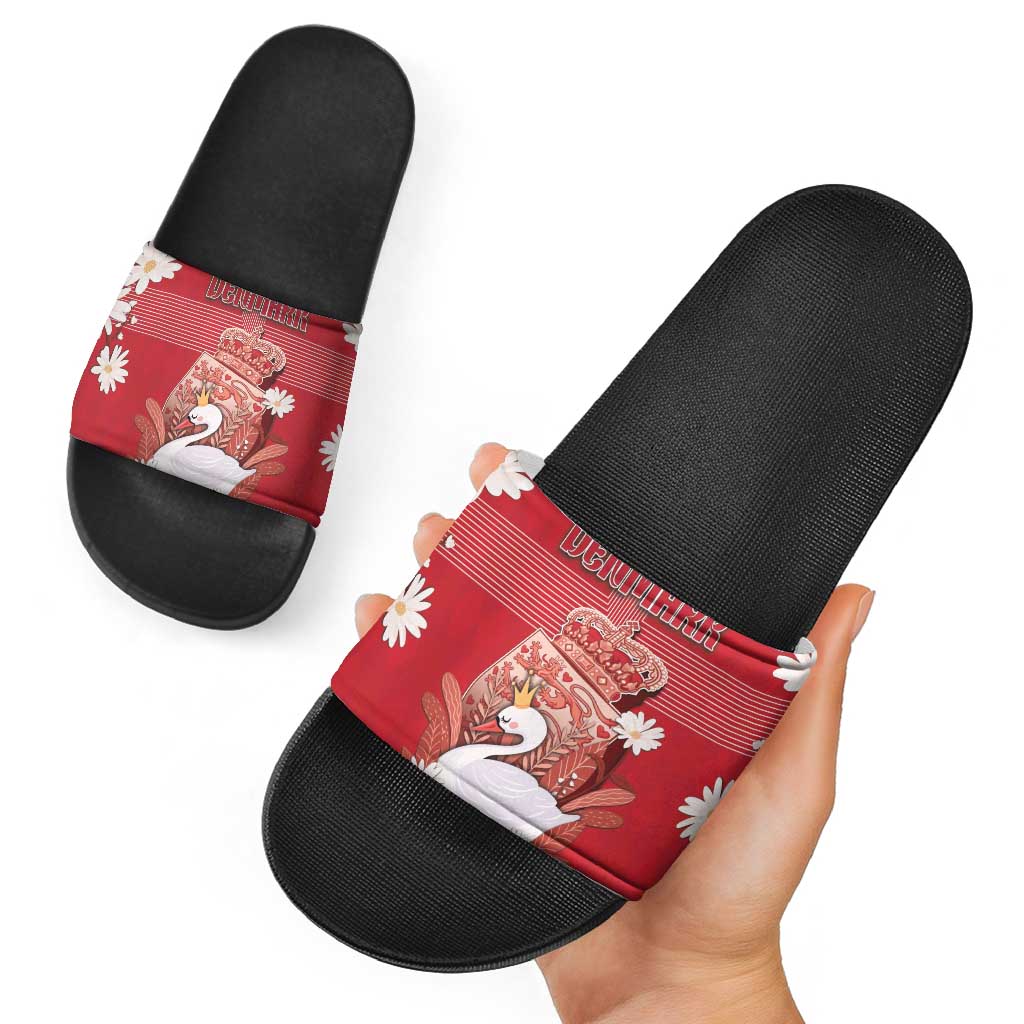Denmark Slide Sandals Mute Swan With Symbol - Wonder Print Shop