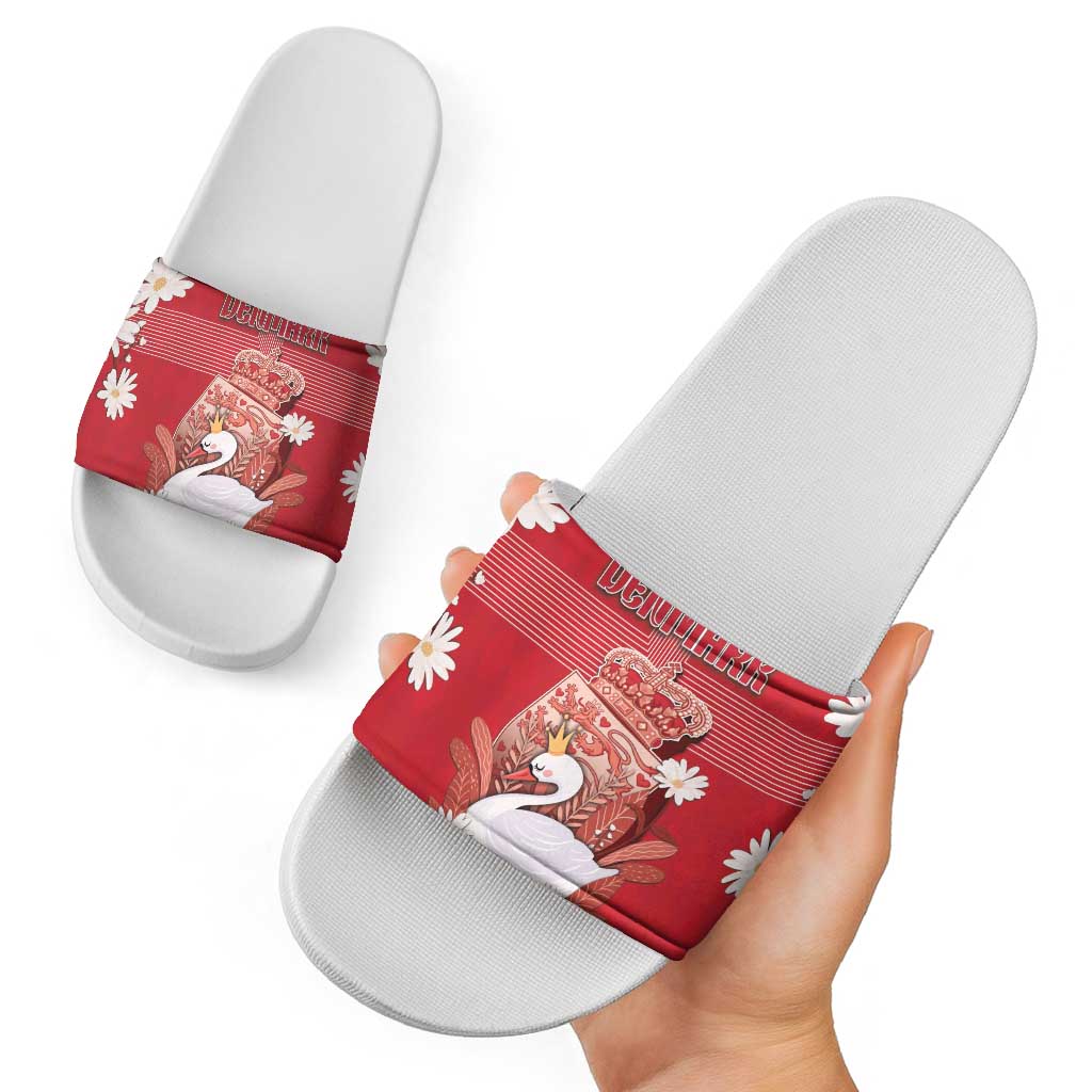 Denmark Slide Sandals Mute Swan With Symbol - Wonder Print Shop