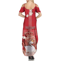 Personalized Denmark Summer Maxi Dress Mute Swan With Symbol - Wonder Print Shop