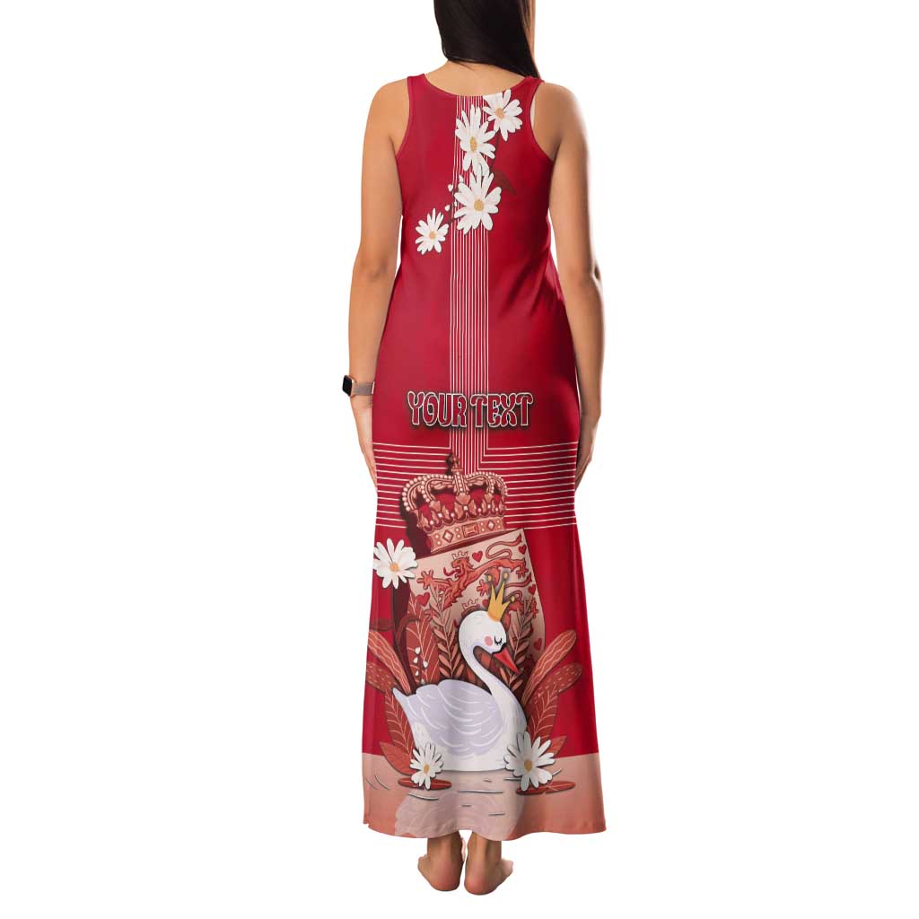Personalized Denmark Tank Maxi Dress Mute Swan With Symbol - Wonder Print Shop