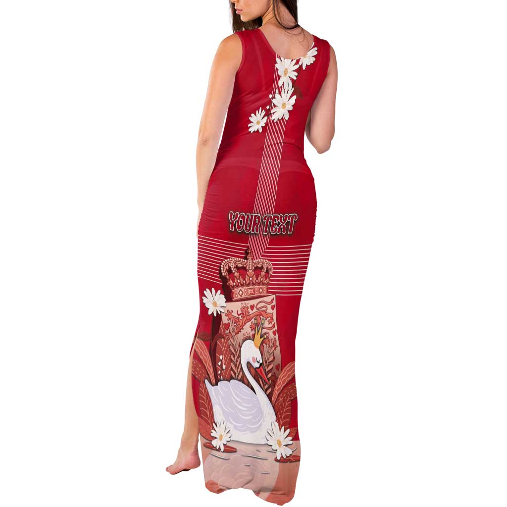 Personalized Denmark Tank Maxi Dress Mute Swan With Symbol - Wonder Print Shop