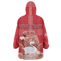 Personalized Denmark Wearable Blanket Hoodie Mute Swan With Symbol - Wonder Print Shop