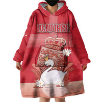 Personalized Denmark Wearable Blanket Hoodie Mute Swan With Symbol - Wonder Print Shop