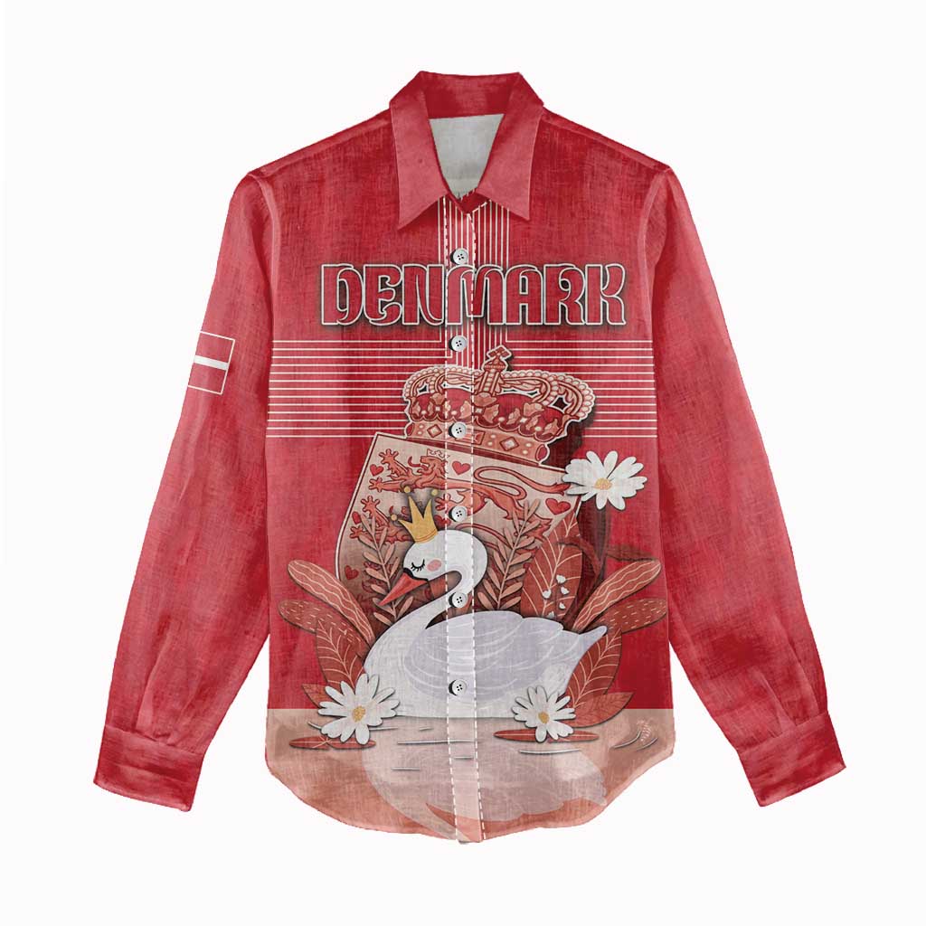 Personalized Denmark Women Casual Shirt Mute Swan With Symbol - Wonder Print Shop