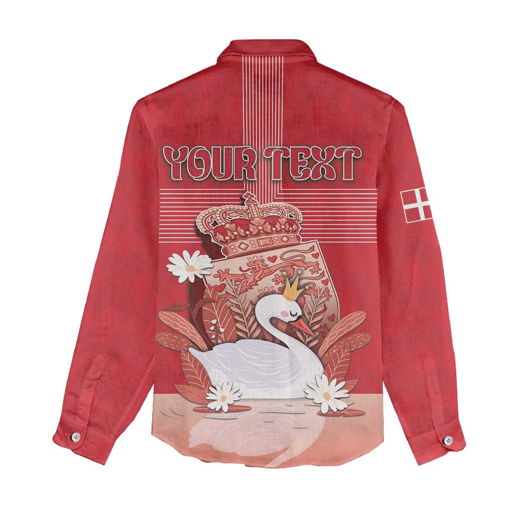 Personalized Denmark Women Casual Shirt Mute Swan With Symbol - Wonder Print Shop