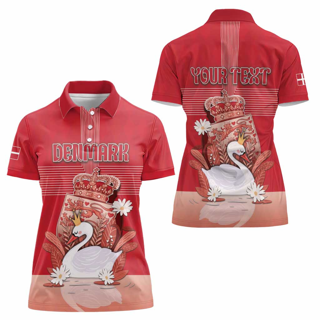 Personalized Denmark Women Polo Shirt Mute Swan With Symbol - Wonder Print Shop