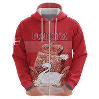 Personalized Denmark Zip Hoodie Mute Swan With Symbol - Wonder Print Shop