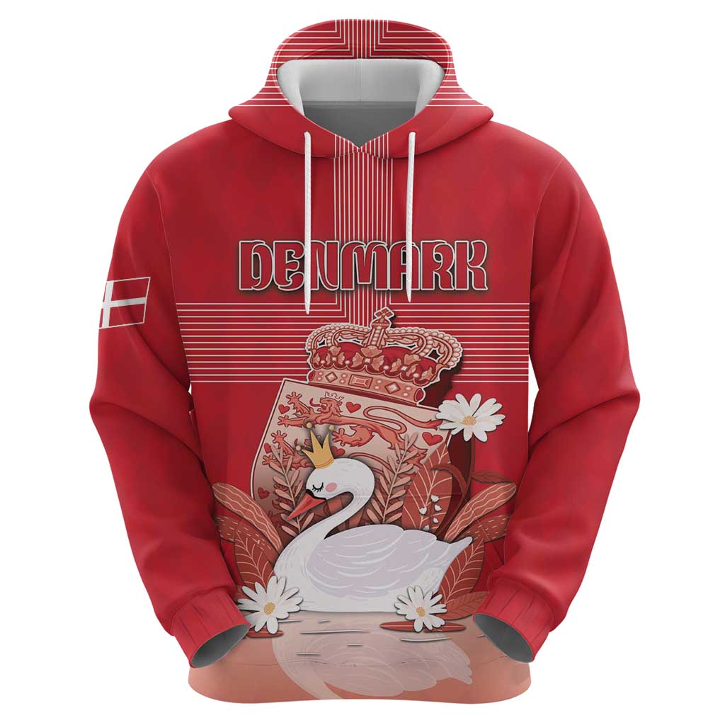 Personalized Denmark Zip Hoodie Mute Swan With Symbol - Wonder Print Shop