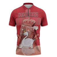 Personalized Denmark Zipper Polo Shirt Mute Swan With Symbol - Wonder Print Shop