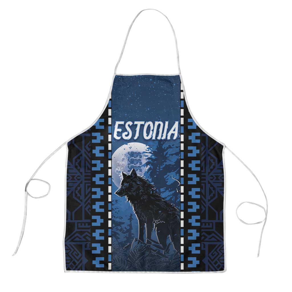 Estonia Apron Night Wolf With Pattern - Wonder Print Shop
