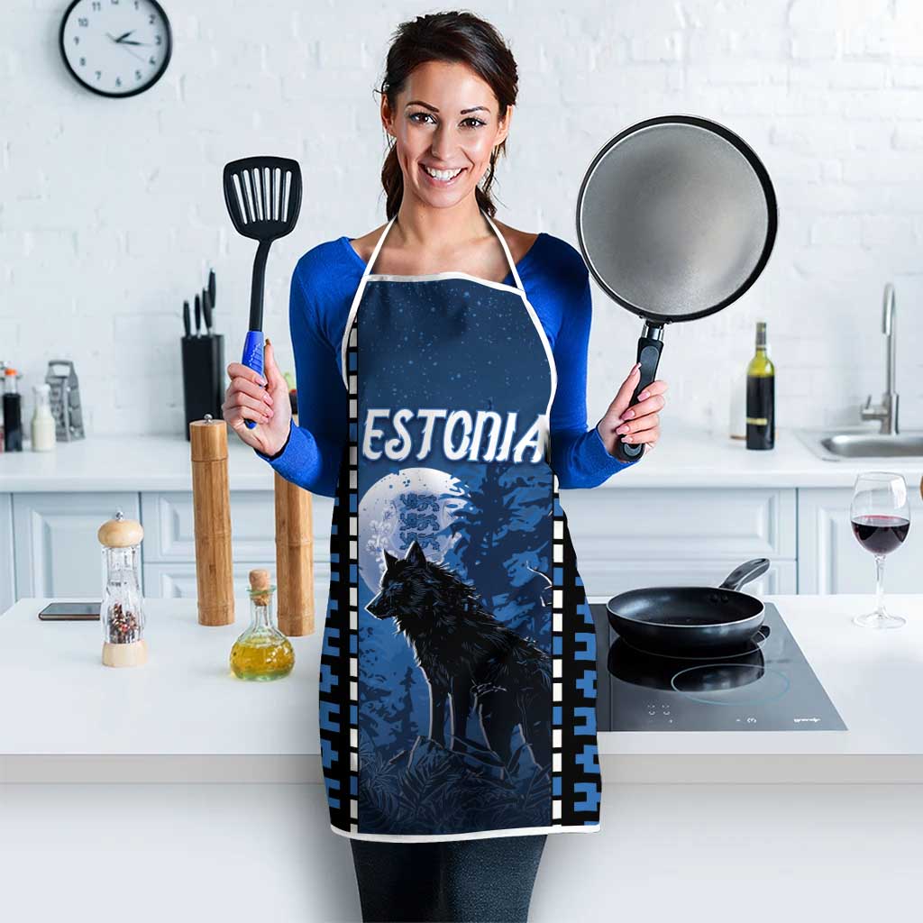Estonia Apron Night Wolf With Pattern - Wonder Print Shop