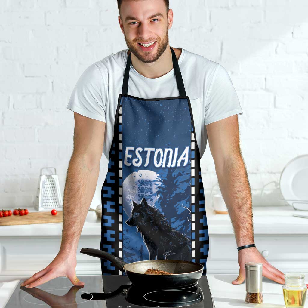 Estonia Apron Night Wolf With Pattern - Wonder Print Shop