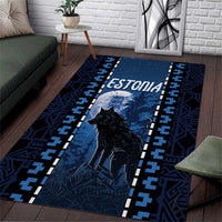 Estonia Area Rug Night Wolf With Pattern - Wonder Print Shop