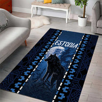 Estonia Area Rug Night Wolf With Pattern - Wonder Print Shop