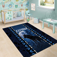 Estonia Area Rug Night Wolf With Pattern - Wonder Print Shop