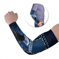 Estonia Arm Sleeves Night Wolf With Pattern - Wonder Print Shop