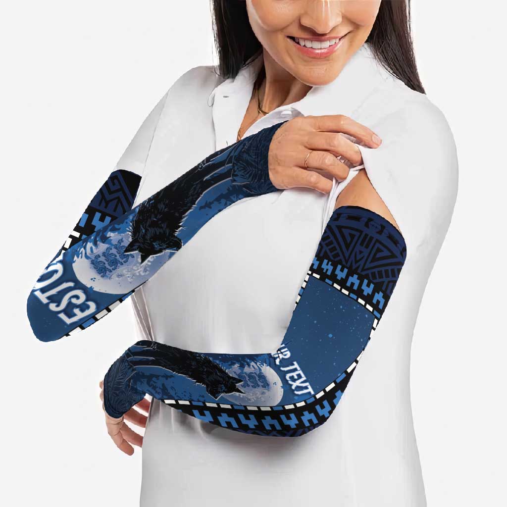 Estonia Arm Sleeves Night Wolf With Pattern - Wonder Print Shop