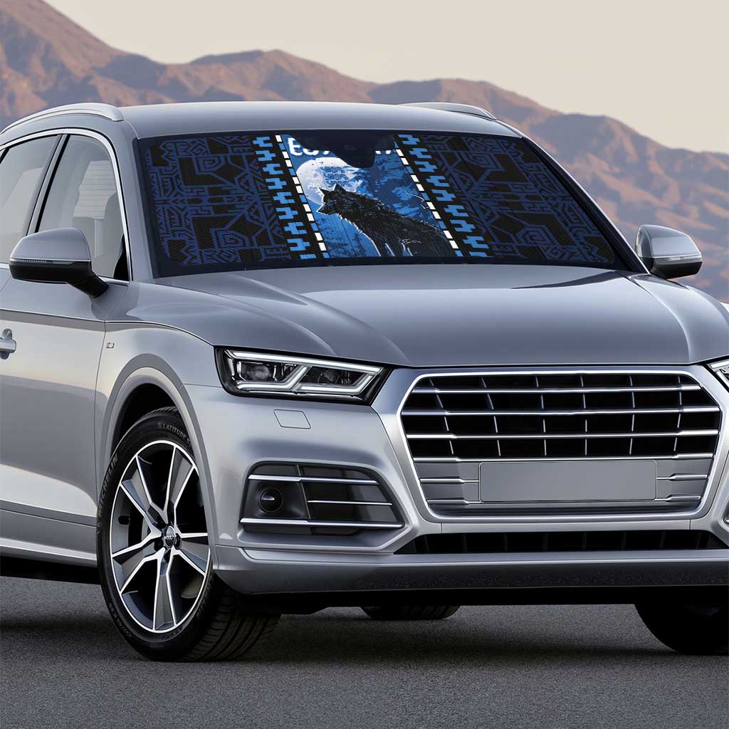 Estonia Auto Sun Shade Night Wolf With Pattern - Wonder Print Shop