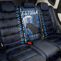 Estonia Back Car Seat Cover Night Wolf With Pattern - Wonder Print Shop