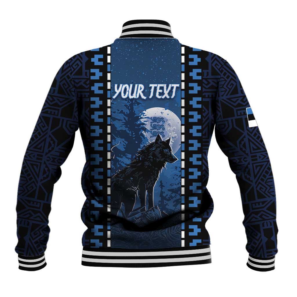 Personalized Estonia Baseball Jacket Night Wolf With Pattern - Wonder Print Shop