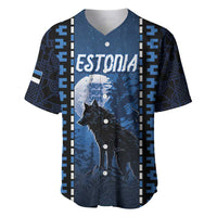 Personalized Estonia Baseball Jersey Night Wolf With Pattern - Wonder Print Shop