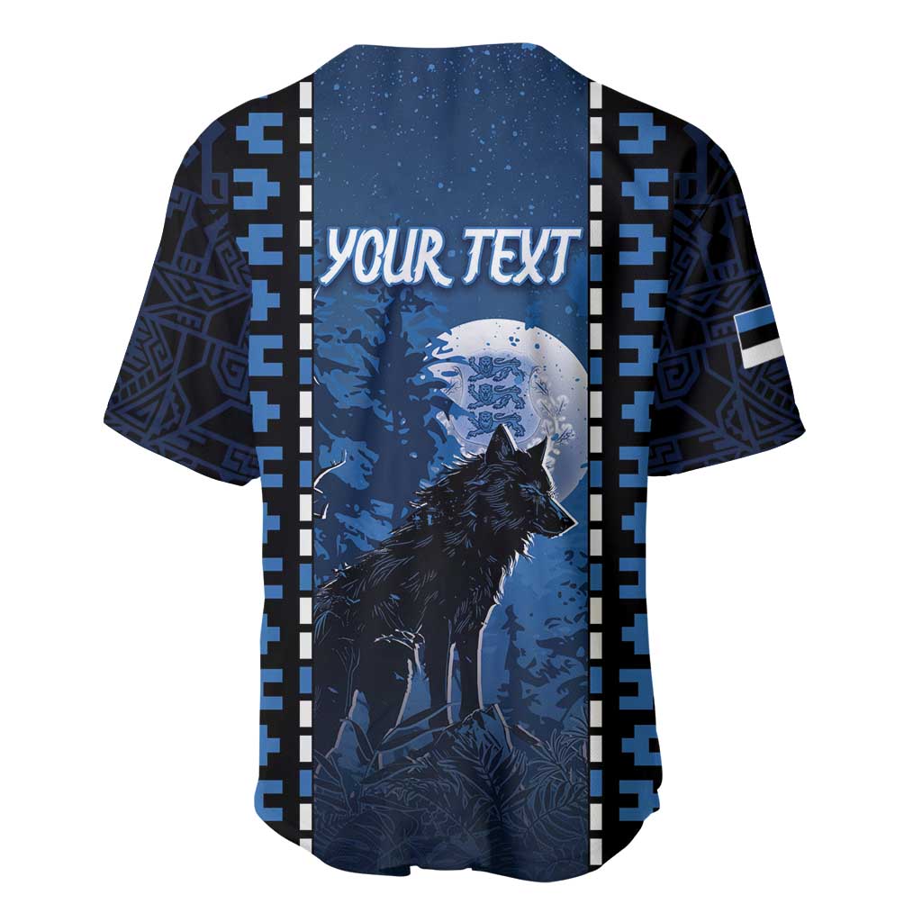 Personalized Estonia Baseball Jersey Night Wolf With Pattern - Wonder Print Shop