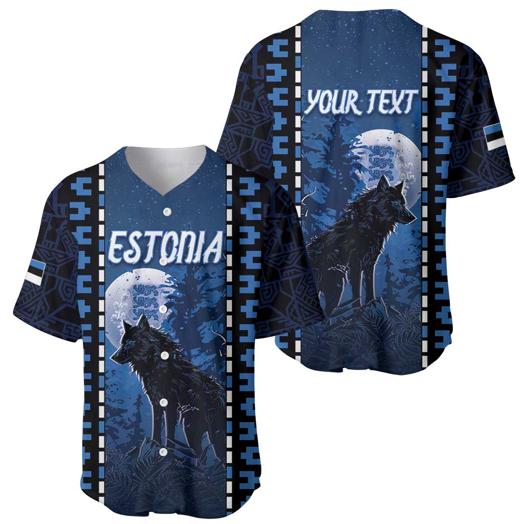 Personalized Estonia Baseball Jersey Night Wolf With Pattern - Wonder Print Shop