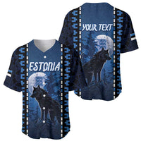 Personalized Estonia Baseball Jersey Night Wolf With Pattern - Wonder Print Shop