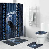 Estonia Bathroom Set Night Wolf With Pattern - Wonder Print Shop
