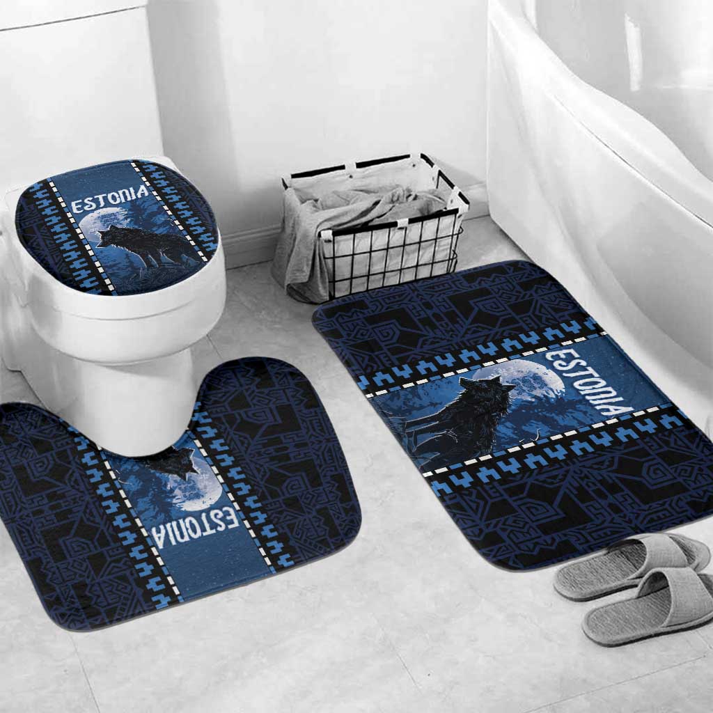 Estonia Bathroom Set Night Wolf With Pattern - Wonder Print Shop