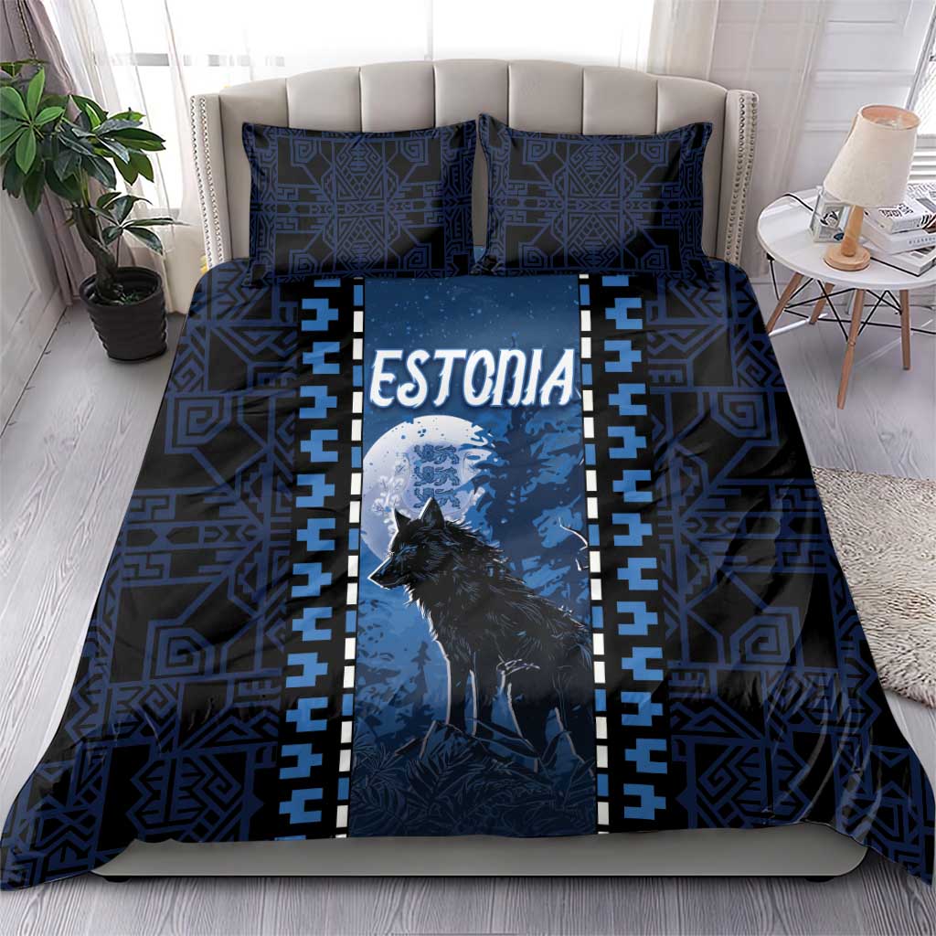 Estonia Bedding Set Night Wolf With Pattern - Wonder Print Shop