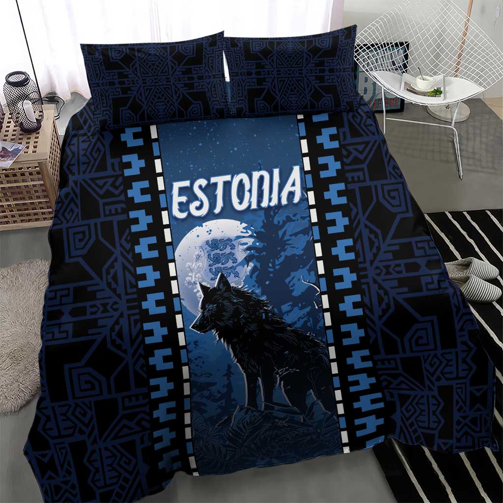 Estonia Bedding Set Night Wolf With Pattern - Wonder Print Shop