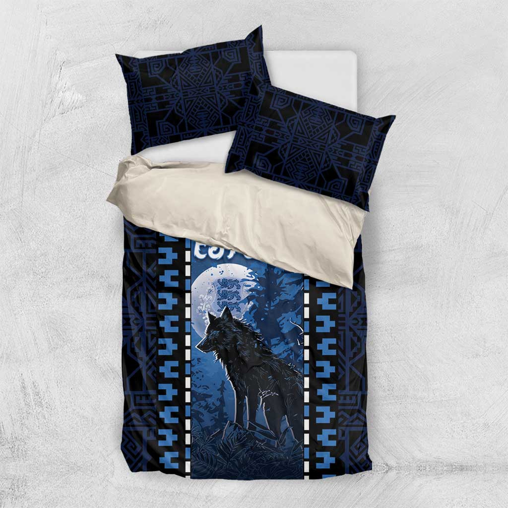 Estonia Bedding Set Night Wolf With Pattern - Wonder Print Shop