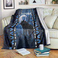 Estonia Blanket Night Wolf With Pattern - Wonder Print Shop
