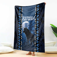 Estonia Blanket Night Wolf With Pattern - Wonder Print Shop