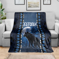 Estonia Blanket Night Wolf With Pattern - Wonder Print Shop