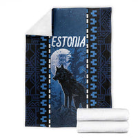 Estonia Blanket Night Wolf With Pattern - Wonder Print Shop