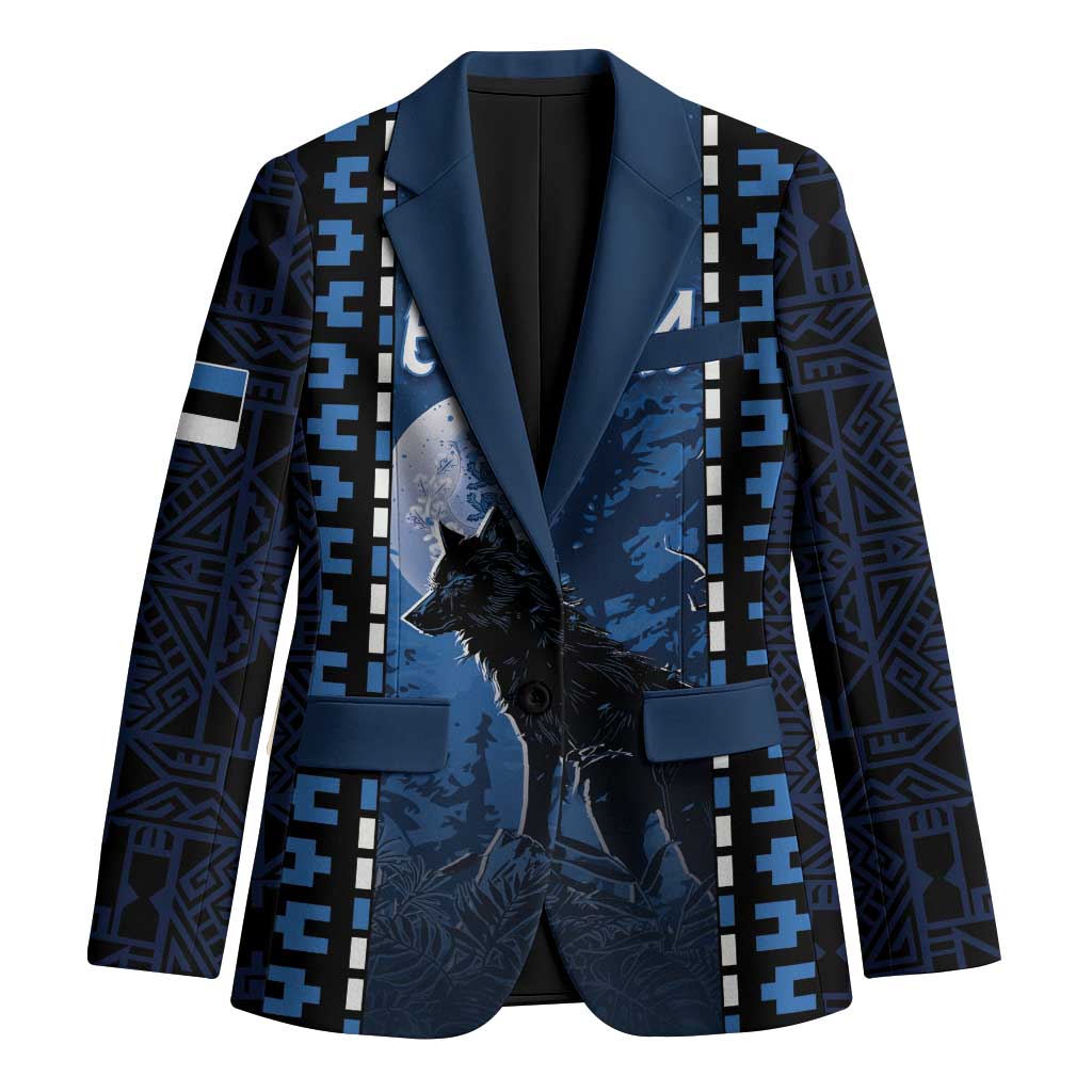 Personalized Estonia Blazer Night Wolf With Pattern - Wonder Print Shop