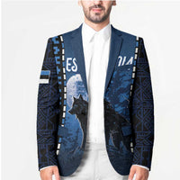 Personalized Estonia Blazer Night Wolf With Pattern - Wonder Print Shop