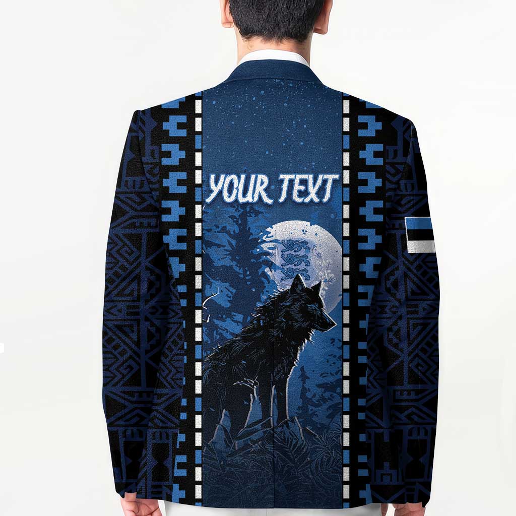 Personalized Estonia Blazer Night Wolf With Pattern - Wonder Print Shop