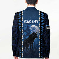 Personalized Estonia Blazer Night Wolf With Pattern - Wonder Print Shop