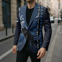Personalized Estonia Blazer Night Wolf With Pattern - Wonder Print Shop