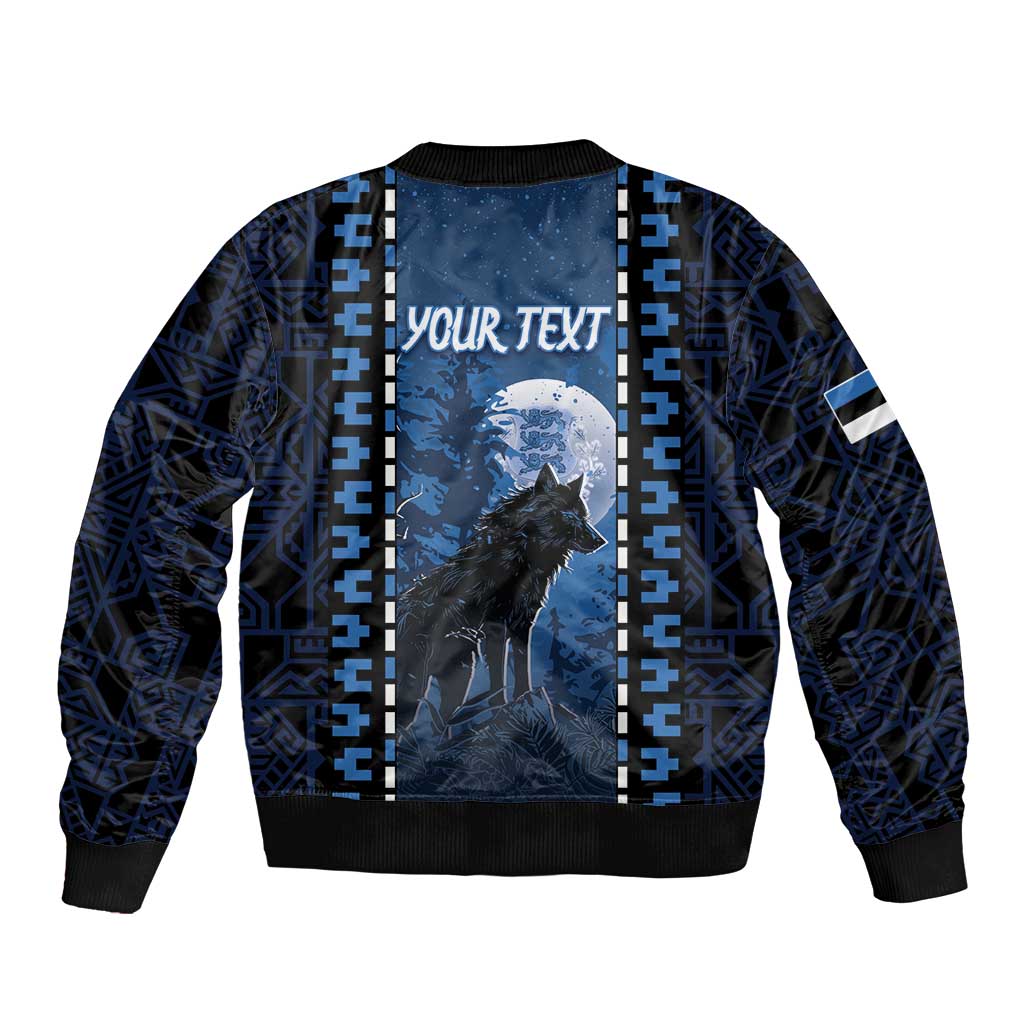 Personalized Estonia Bomber Jacket Night Wolf With Pattern - Wonder Print Shop