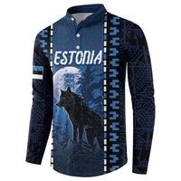 Personalized Estonia Button Sweatshirt Night Wolf With Pattern - Wonder Print Shop