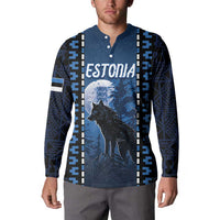 Personalized Estonia Button Sweatshirt Night Wolf With Pattern - Wonder Print Shop