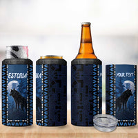 Personalized Estonia 4 in 1 Can Cooler Tumbler Night Wolf With Pattern - Wonder Print Shop